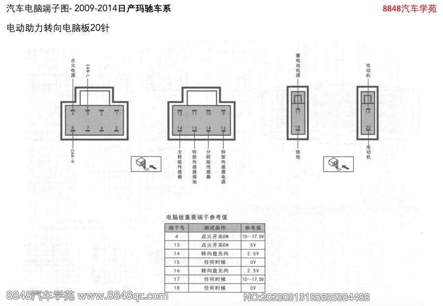 2009-2014日产玛驰-电动助力转向电脑板20针